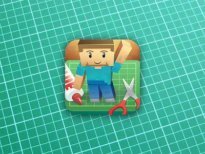 Minecraft Papercraft App Icon 57 digital clean clever cutting mat good icon idea ios mark minecraft mobile app papercraft
