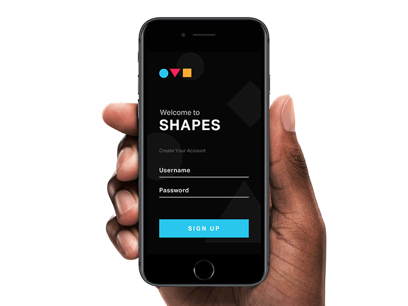 Shapes - Sign Up animation app framer login mobile product design signup sketch ui user interface ux web design