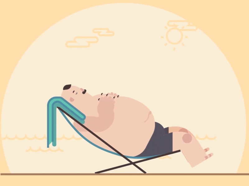 Sleeping 2d after effects cartoon character explainer fat flat funny illustration man sleep summer