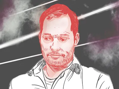 Harris Wittels comedy digital pen and ink portrait