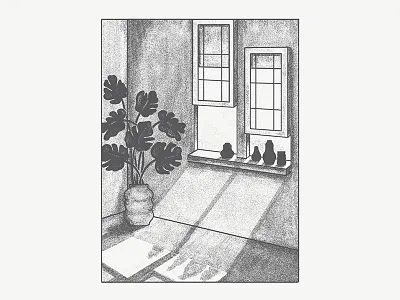 Window Light geometric grain illustration light plant shade shadow texture vase window