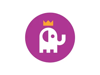 Elephant Icon crown cute elephant geometry icon purple