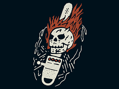 Oh, you know... chainsaw fire fun illustration matt thompson metal skull