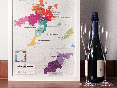 Champagne Wine Map of France cartography data visualization infographic map