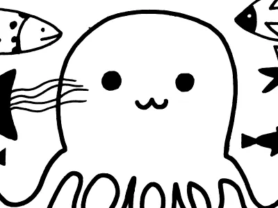 cute octopus animals black childrens cute fish illustration line work octopus seaworld