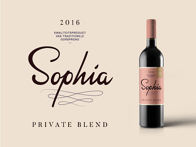 Sophia birthcard bottle concept custom handlettering label type wine