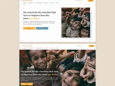 Charity Website Hero Exploration charity design donate product design ui ux web webstie