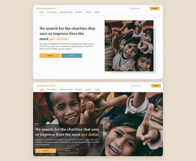 Charity Website Hero Exploration charity design donate product design ui ux web webstie