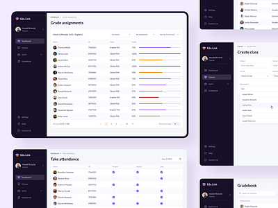 Edu.Link – Grade Assignments admin course dashboard design e learning ed tech education grade learning online learning responsive school teacher uiux web app web development