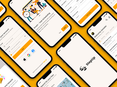 Step Up - Your Daily Reminder Buddy / UI Designs / Mobile App app figma graphic design manager mobile task ui