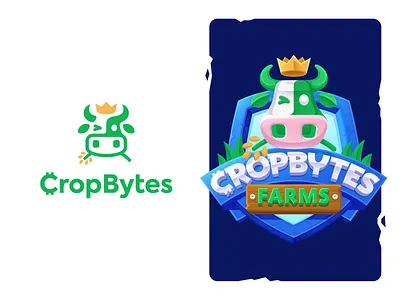 CropBytes 2d & 3d logo animal logo blockchain bull cow cropbytes crown crypto crypto game farming game logo logo design shield logo