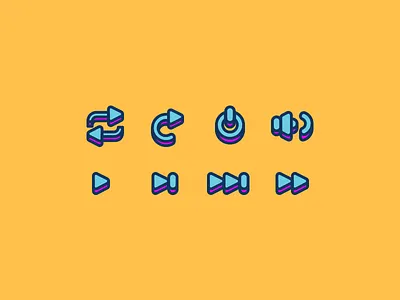 Retro Media Player fast forward icon media player next play power repeat retro