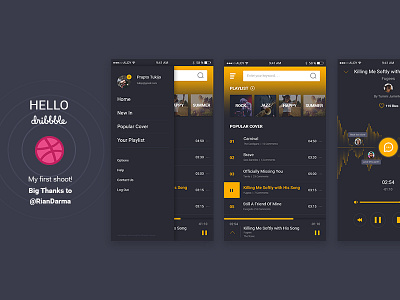 First Dribbble "Cover Song Player" debuts ios musicplayer