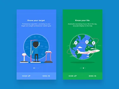 health app Slife - welcome page activity app board card chat color health illustration life slider welcome welcome page