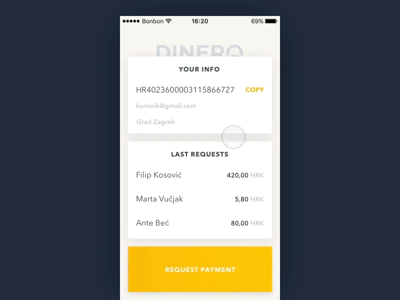 D I N E R O animation app dinero ios money principle ui ux