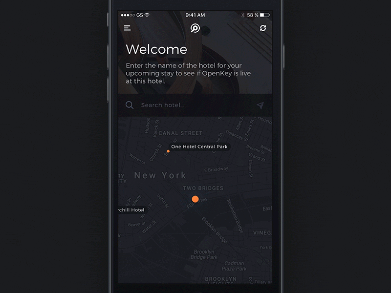 Wireless Hotel key App app application booking hotel ios iphone keys ui ux