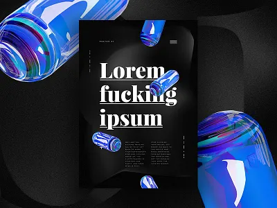 Poster 01"Lorem fucking ipsum" 3d black cinema4d digitalart fun illustration learning poster print tutorial typo typography