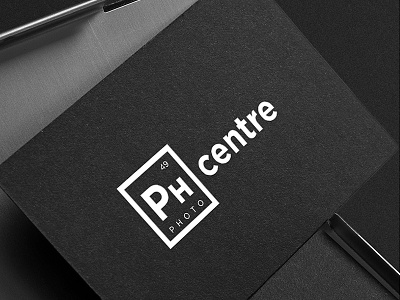 PH Centre logo black and white block business card letters logo periodic table simple square