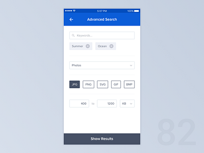 Day 82 - Advanced Search 100dayuichallenge advanced search clean ui ios app