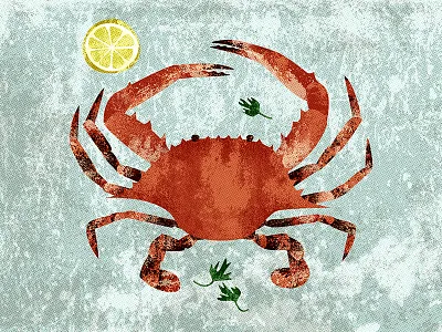 Crustacean cooking crab eat editorial food illustration recipe retro seafood travel vector vintage