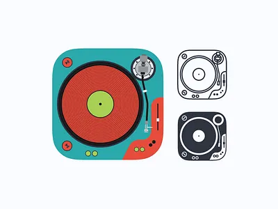 Turntable Icon disc disco dj flat glyph icon line mobile music turntable vinyl