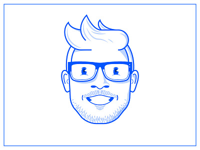Blue Portrait #01 anime avatar blue caricature eye glasses hair monotone pie portrait smile