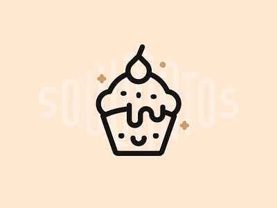 Cupcake cherry cupcake food icon illustration muffin outline smile soulmate soulmatos star sweet