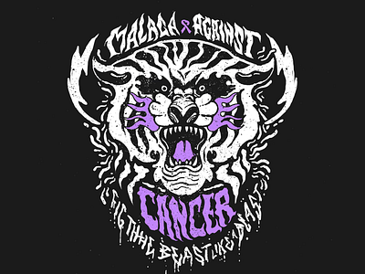 MALAGA AGAINST CANCER beast cancer design fight illnes illustration savage tee tiger tshirt
