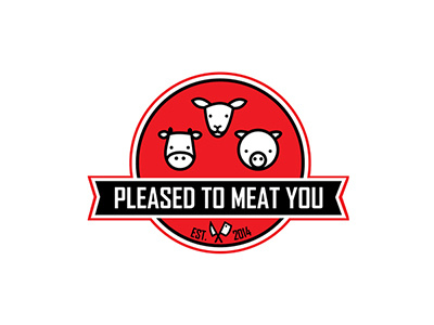 Pleased to meat you animal branding cow design lamb logo meat pig vector