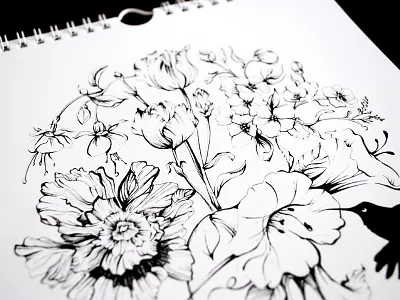 2017 Pen Illustrated Nature Calendar bird black and white calendar detailed etsygifts flowers hand drawn holiday gift humming bird illustration nature pen and ink