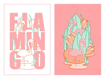 Flamingo bird flamingo florida flower illustration leaves line tropical