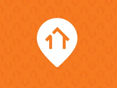 One in a Million 1 drop flat home house icon logo map one orange pin simple