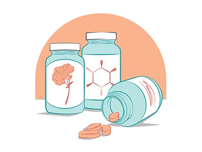 Sleep Infographic Spot Illustration Set digital health illustration line art pills sleep supplements vector vitamins wellness