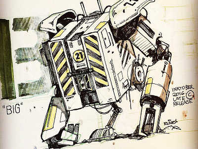 "Big" - Inktober 21 big drawing hand ink inktober mecha robot rune sketch