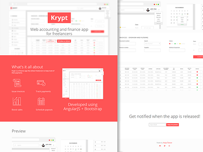 Krypt - Landing page accounting app creative finance homepage icons landing page web website