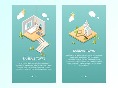 Isometric Style design 02 3d cloud house isometric sketch town tree