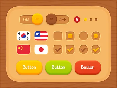 GUI Kit Wooden Elements 2d assetstore elements game design game kit gui icon kit layer skin wooden