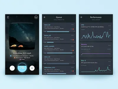 Render mobile client 3d client graphics image mobile performance progress render statistics ui ux video