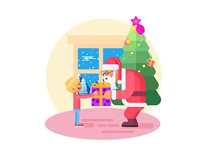 Christmas Gift from Santa design geometrical merry christmas mountains night santa santa claus snow snow fall vector