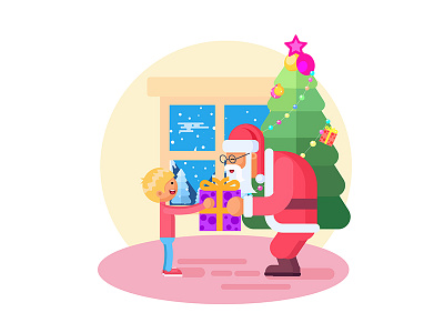 Christmas Gift from Santa design geometrical merry christmas mountains night santa santa claus snow snow fall vector