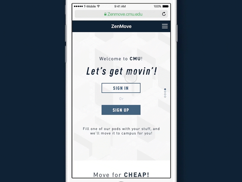 Zenmove Homepage Animation 2016 animation graphic ios iphone mobile motion move responsive web ui ux
