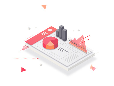 Illustration — The statistics 3d dashboard iso isometric profil statistic stats