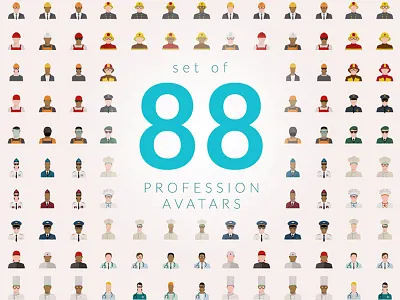 Set Of 88 Profession avatar graphic icons illustration infographic job professional ui ux web webdesign
