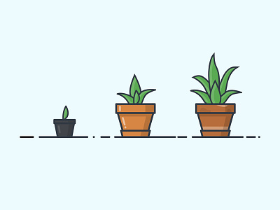 DAY 17: EVOLUTION OF SPIKE 100days 100daysofillustration day 17 desk plant growth illustration office plant pot seedling sprout