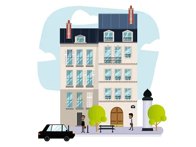 Paris Go to Work building city house illustrations landscape lifestyle paris vector