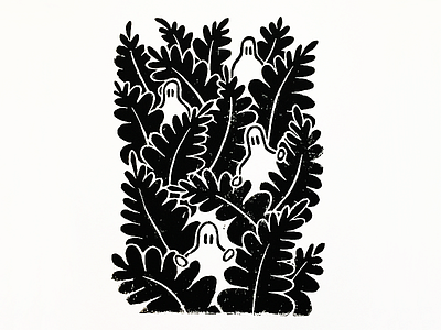 Linocut Printing black bushes character illustration lino linocut plants print printmaking white