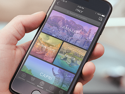 Travel App app cards dark ios iphone mobile travel ui ux