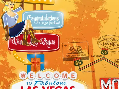 Ian & Eva Got Married – Print Detail #1 california chicago map present print road route 66 trip united states usa vegas wedding