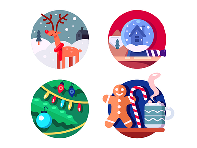 Christmas icons christmas cute deer flat holiday illustration kit8 new north reindeer vector year