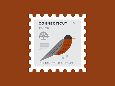 Connecticut america bird connecticut icon illustration logo nature robin stamp symbol usa